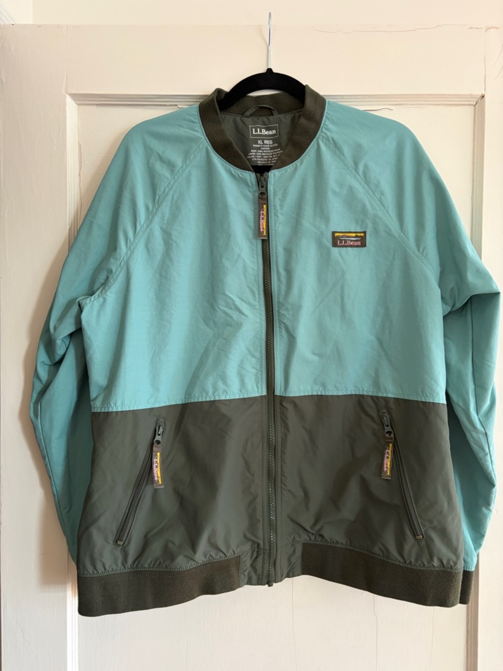 L.L. Bean Two-Tone Teal and Olive Windbreaker Jacket